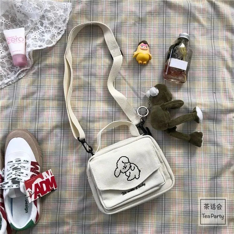 Canvas Envelope Bag Cartoon Shoulder Bag Cross Body Purse