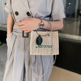 Straw Bags for Women Summer Leaf Decoration Rattan Beach Handbag