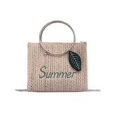 Straw Bags for Women Summer Leaf Decoration Rattan Beach Handbag