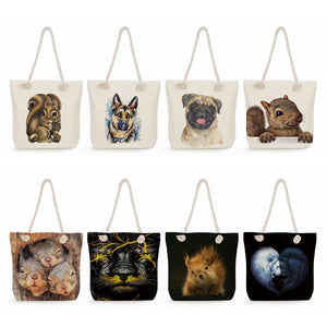Squirrel Tote Bags Animal Puppy Face Printing Handbags For Women