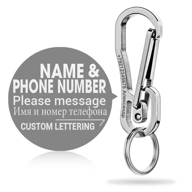Personalized Stainless Steel Keychain for Men Car Buckle Key Chain Ring Holder