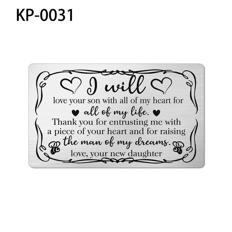Family Stainless Steel Wallet Card Postcard - Christmas Gift