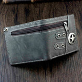 Star Men Boys Casual Wallet with Zipper Anti-Thief Chain