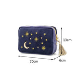 Star Moon Embroidery Jewelry Bag Travel Portable Mini Square Jewelry Box