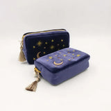 Star Moon Embroidery Jewelry Bag Travel Portable Mini Square Jewelry Box