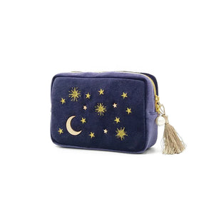 Star Moon Embroidery Jewelry Bag Travel Portable Mini Square Jewelry Box