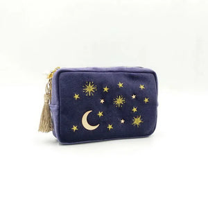 Star Moon Embroidery Jewelry Bag Travel Portable Mini Square Jewelry Box