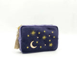 Star Moon Embroidery Jewelry Bag Travel Portable Mini Square Jewelry Box