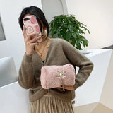 Fluffy Star Pendant Shoulder Bag Warm Crossbody Lady Handbag