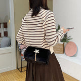 Fluffy Star Pendant Shoulder Bag Warm Crossbody Lady Handbag