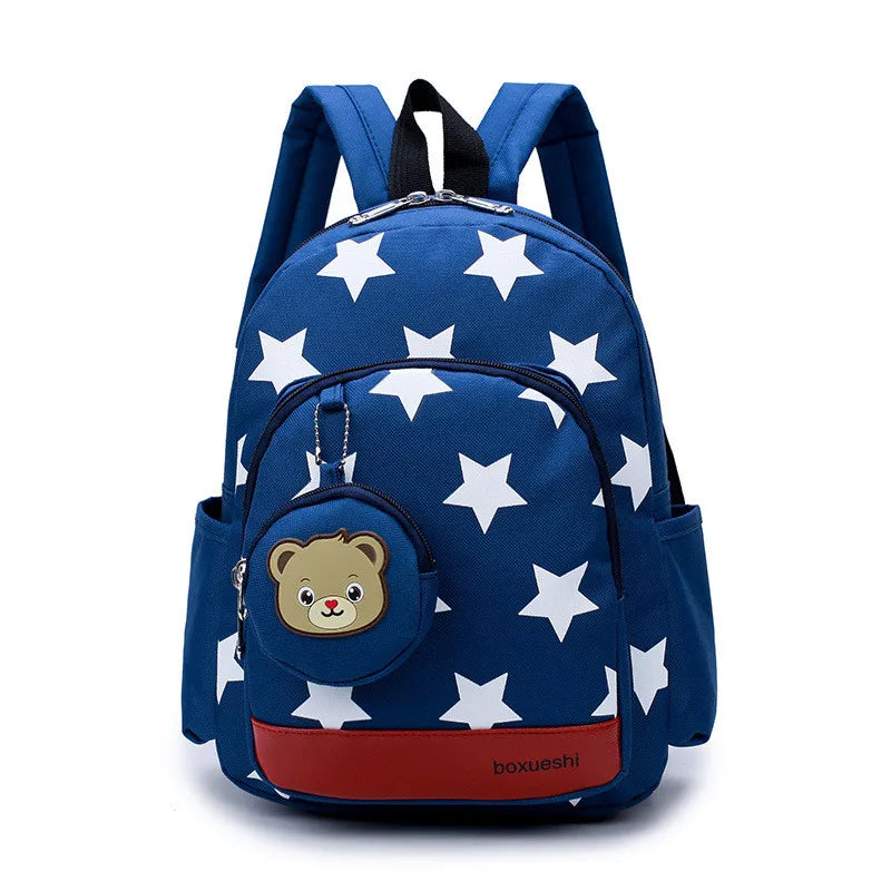 Star Print Kindergarten School Bags Lightweight Nylon Backpack for 1-3 Years Old