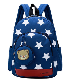 Star Print Kids Backpack for 1-3 Years, Lightweight Nylon School Bag
