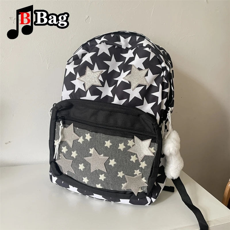 Star Pattern Backpack Large Capacity Sweet Schoolbag Hot Girls