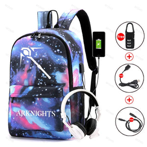 Arknights Backpack Anti-Theft Rucksack USB Charging Laptop Bag