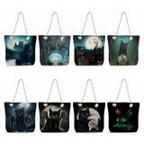 Starry Sky Cat Print Tote Bag Thick Rope Shopping Bag
