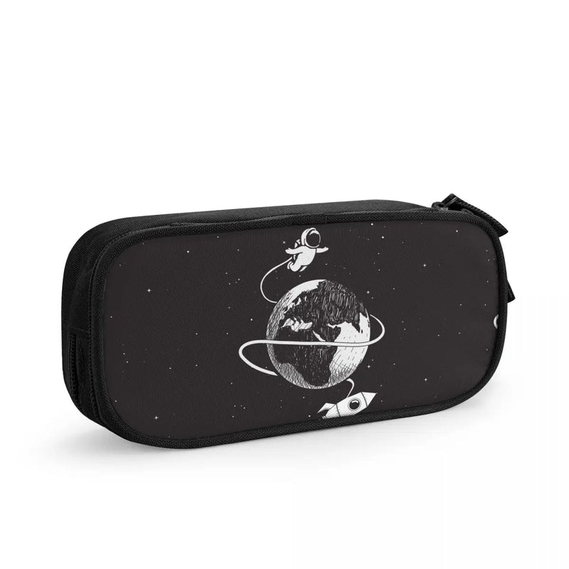 Cartoon Spaceman Pencil Case Double Cabinet Boys Girls Cosmetic Bag