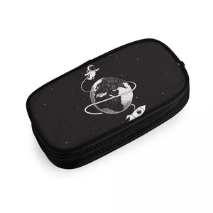 Cartoon Spaceman Pencil Case Double Cabinet Boys Girls Cosmetic Bag