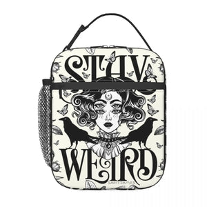 Stay Weird Insulated Lunch Bag for Women Leakproof Halloween Witch Cooler