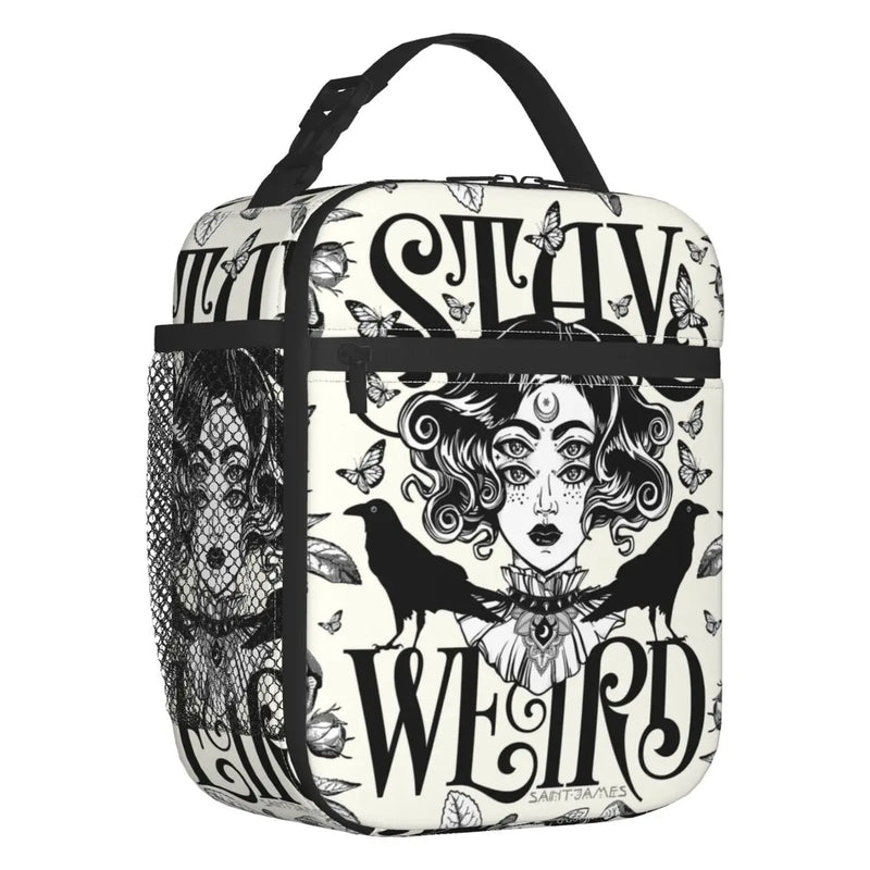 Stay Weird Insulated Lunch Bag for Women Leakproof Halloween Witch Cooler