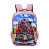 Steam Locomotive Train Print Backpack Teen School Bags Book Bag