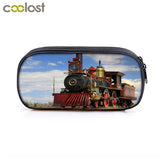 Steam Locomotive Train Print Pencil Bag for Kids