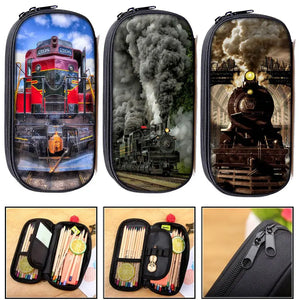 Steam Locomotive Train Print Pencil Bag for Kids