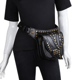 Steam Punk Leather Waist Bag Serpentine Crossbody Bag