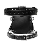 Steam Punk Men's Waist Bag PU Leather Tactical Bag Women's Tassel Fanny Pack