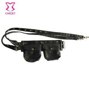 Steampunk Faux Leather Waist Belt Bag Gothic Corset Accessory