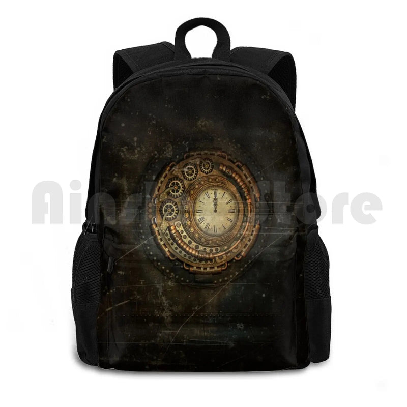 Distressed Golden Clock Outdoor Hiking Backpack