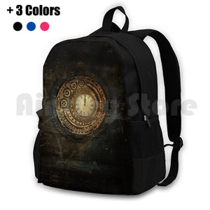 Distressed Golden Clock Outdoor Hiking Backpack