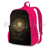 Distressed Golden Clock Outdoor Hiking Backpack