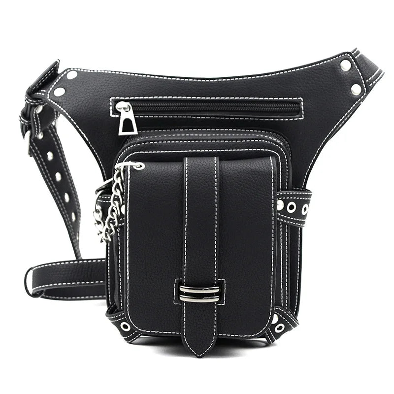 Steampunk Retro Waist Bag PU Biker Shoulder Gothic Messenger Bag