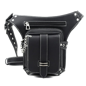 Steampunk Rock Waist Leg Hip Belt Bag Women Chain Rivet Messenger