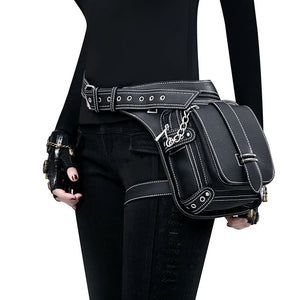Steampunk Rock Waist Leg Hip Belt Bag Women Chain Rivet Messenger