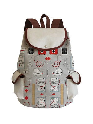 Nurse Print Drawstring Backpack Portable School Bag
