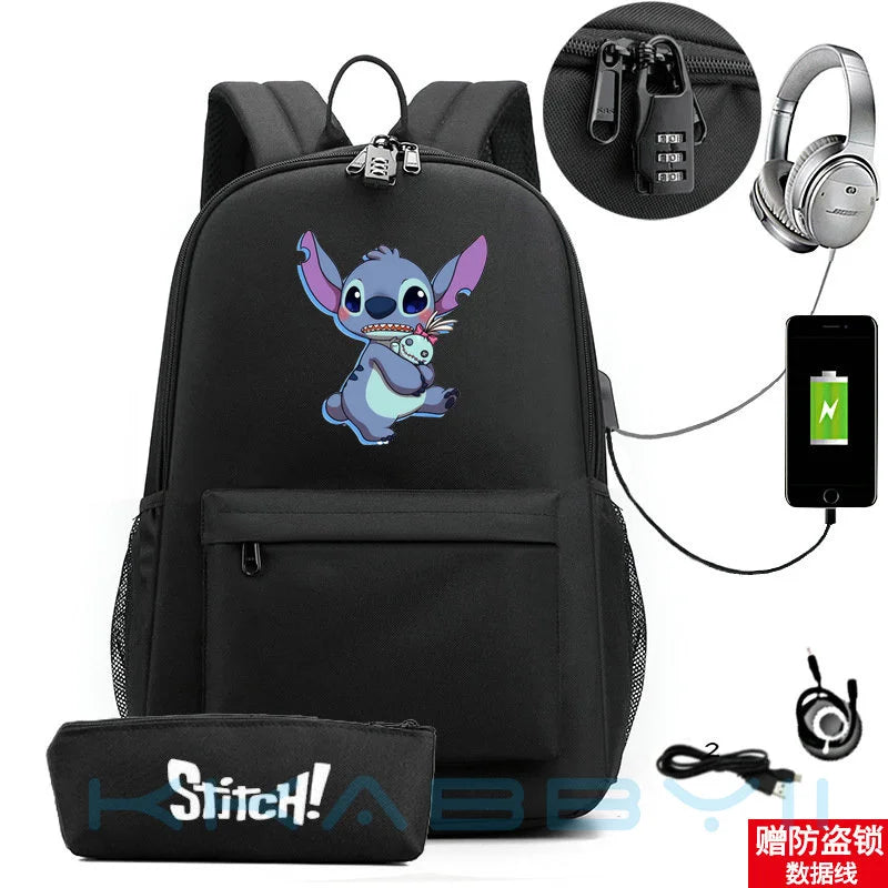 Stitch Backpack Cosplay Cartoon Travel Shoulder Bags Teens School Bags