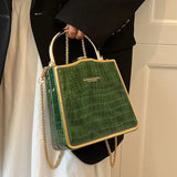 Stone Box Bags Metal Short Handle Women Handbag Shoulder