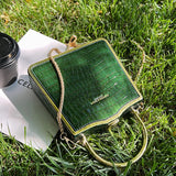 Stone Box Bags Metal Short Handle Women Handbag Shoulder