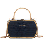 Stone Box Bags Metal Short Handle Women Summer PU Leather Handbag