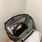 Stone Grain PU Leather Handbags Large Capacity Shoulder Bags for Ladies