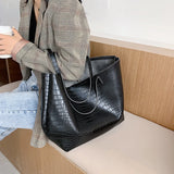Stone Grain PU Leather Handbags Large Capacity Shoulder Bags for Ladies
