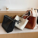 Stone Grain PU Leather Handbags Large Capacity Shoulder Bags for Ladies