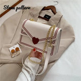 Stone Pattern Shoulder Bag Chain Messenger Bag Lady Square Bag