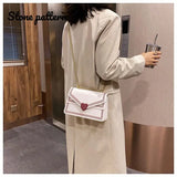 Stone Pattern Shoulder Bag Chain Messenger Bag Lady Square Bag