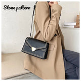 Stone Pattern Shoulder Bag Chain Messenger Bag Lady Square Bag