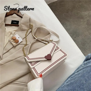 Stone Pattern Shoulder Bag Chain Messenger Bag Lady Square Bag