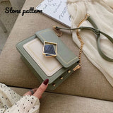 Stone Pattern Chain Pu Leather Crossbody Bag for Women