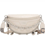 Stone Pattern Chain Waist Bags Women's Leather Fanny Pack