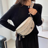 Stone Pattern Chain Waist Bags Women's Leather Fanny Pack